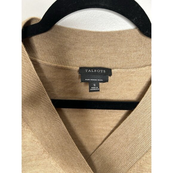 Talbots Womens 100% Merino Wool V Neck Sweater Lightweight Brown Size Small - Picture 3 of 9